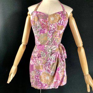 pink flowers swim dress one piece 34 bust small pi